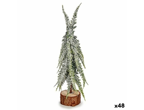 Árbol de Navidad Nevado Árbol de Navidad 25 cm Blanco Verde Madera Plástico (48 Unidades)