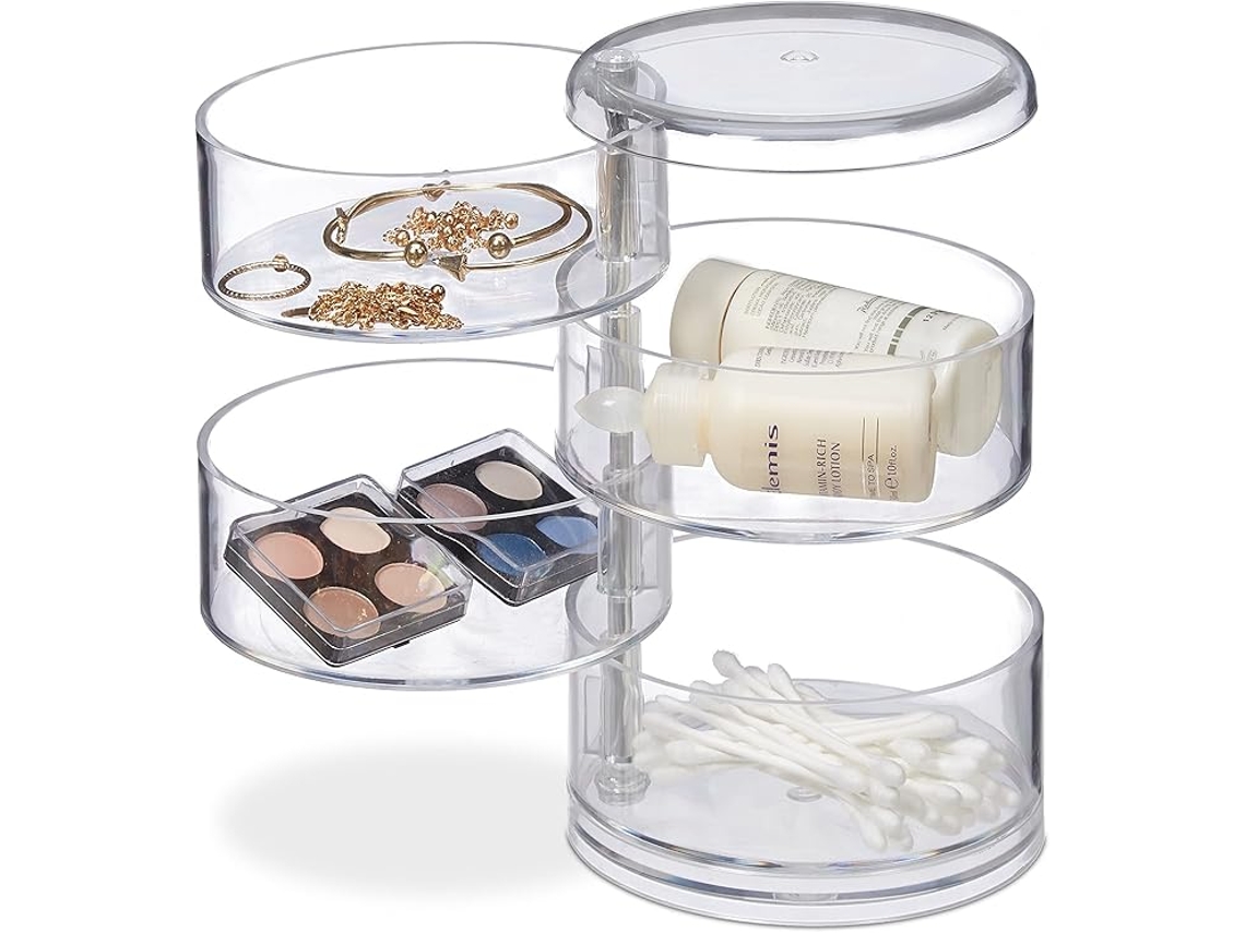 Organizador De Maquillaje Con Separadores Giratorios Para Labiales Y Más, Redondo, De Acrílico, Cuatro Capas.