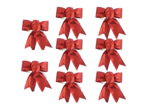 8 lazos de corona de Navidad con purpurina, adornos de árbol de Navidad, lazos para decoración de fiesta de Navidad, rojo