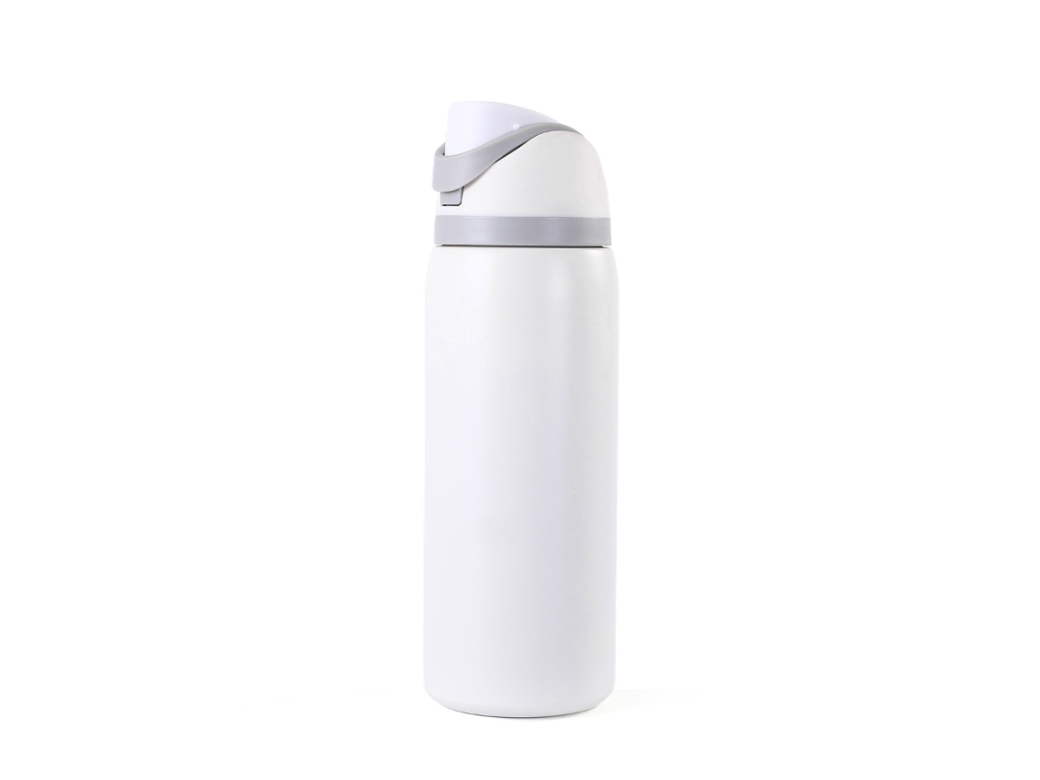 Vaso térmico Siurn con tapa elástica, revestimiento de acero inoxidable, 500 ml (blanco)