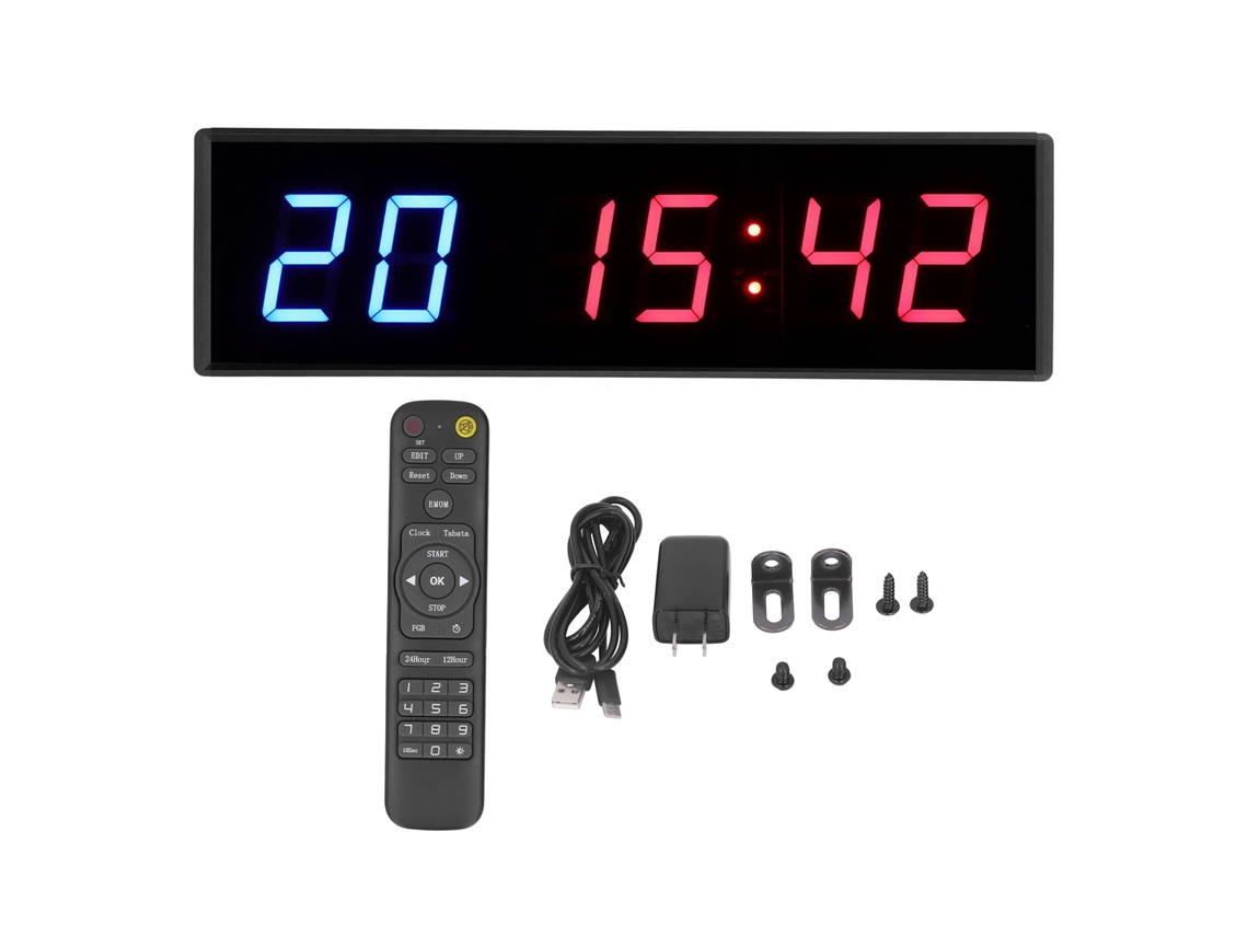 Temporizador LED de 6 dígitos y 2,3 pulgadas con control remoto, temporizador de cuenta regresiva, temporizador de intervalo, CA 110-240V, enchufe USB.