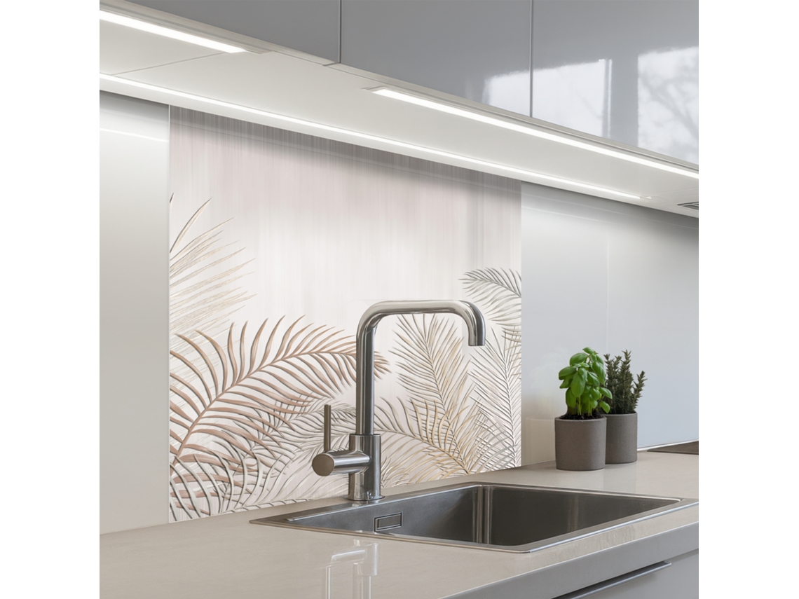 Salpicaderos De Cocina Hojas - Beige - Botánico - Vintage 80x80 Cm