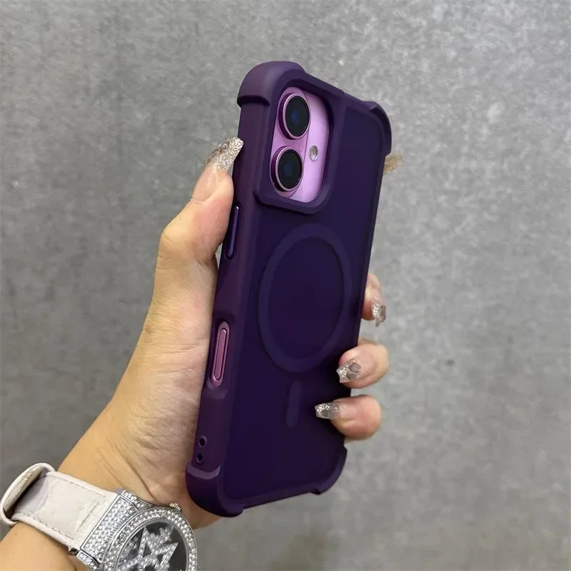 (para Iphone 16 Morado) Funda Protectora, Compatible Con Carga Inalámbrica Y Fijación Magnética Magsafe
