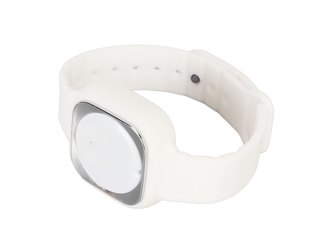 Pulsera de reloj ultrasónico, recargable por USB, resistente al agua, blanca