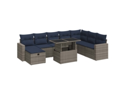 Maison Exclusive - Juego Sofá Jardín 9 Piezas Con Cojines Gris Poli Ratán