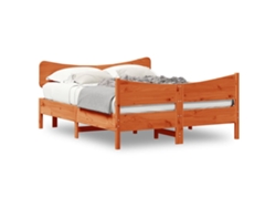 Maison Exclusive - Cama Sin Colchón Madera Maciza Pino Marrón Cera 150x200 Cm