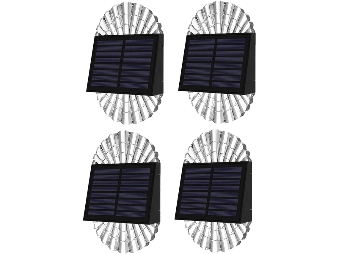 Juego de 4 luces solares LED impermeables para postes de terraza, vallas y caminos exteriores - Gokoco
