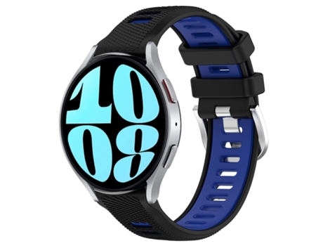 Correa de reloj inteligente para Samsung Galaxy Watch 6 44 mm 20 mm Correa deportiva de silicona con hebilla de acero bicolor (negro + azul)