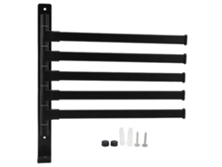 Toallero de aluminio con 5 barras giratorias para baño y cocina - Negro