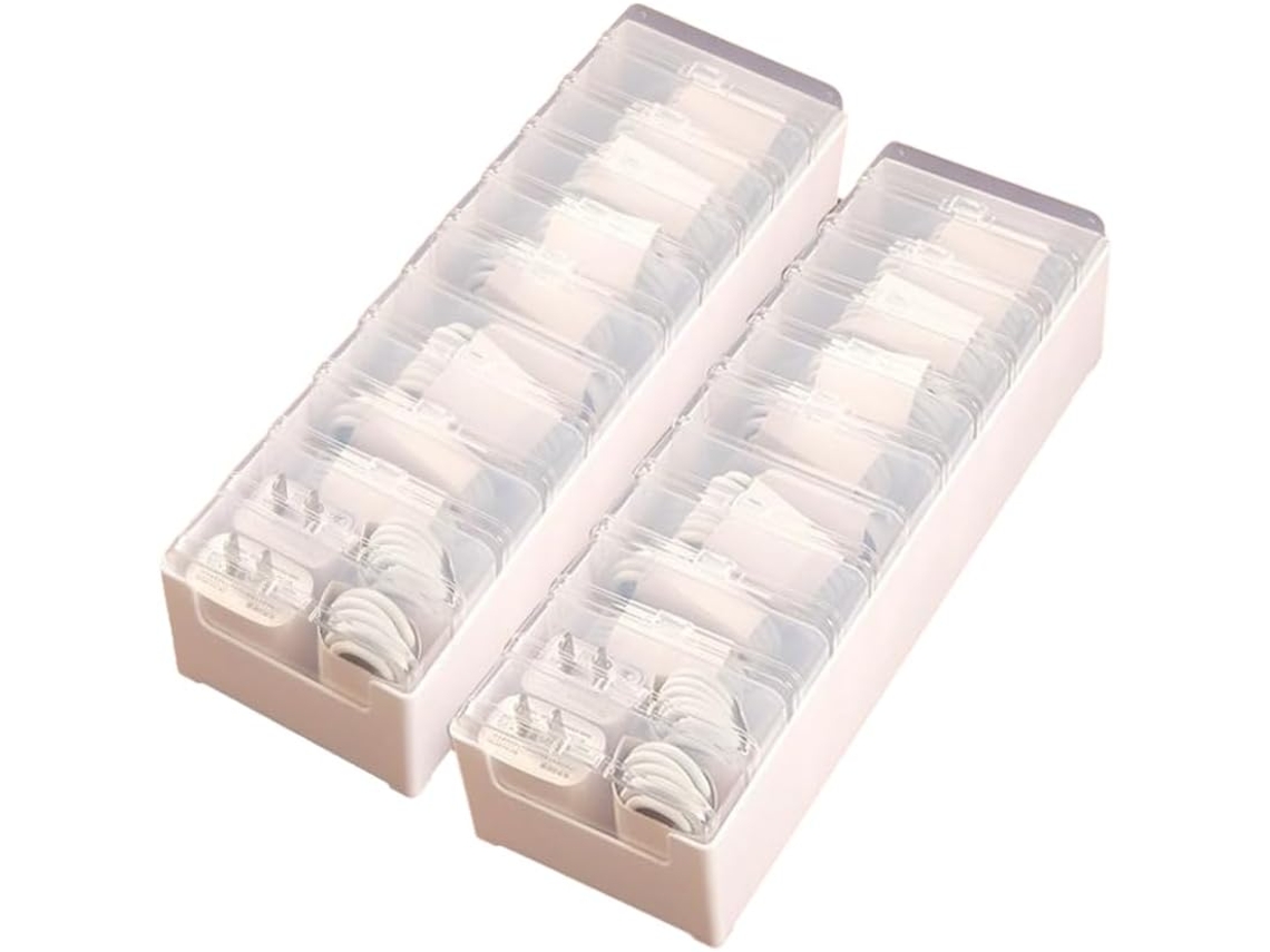 Caja De Plástico Transparente Para Guardar Cables, Cables De Datos Y Organizador De Auriculares.
