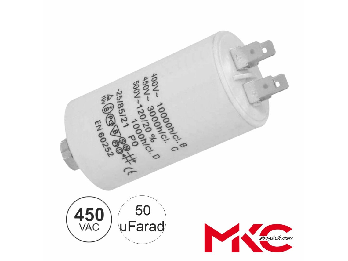 Condensador De Arranque De 50uf Y 450v Con Terminales Faston.