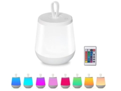 Lámpara de noche LED, luz nocturna iluminada de 24 colores, luz nocturna LED táctil con control remoto para habitación de niños, dormitorio, camping CHRONUS