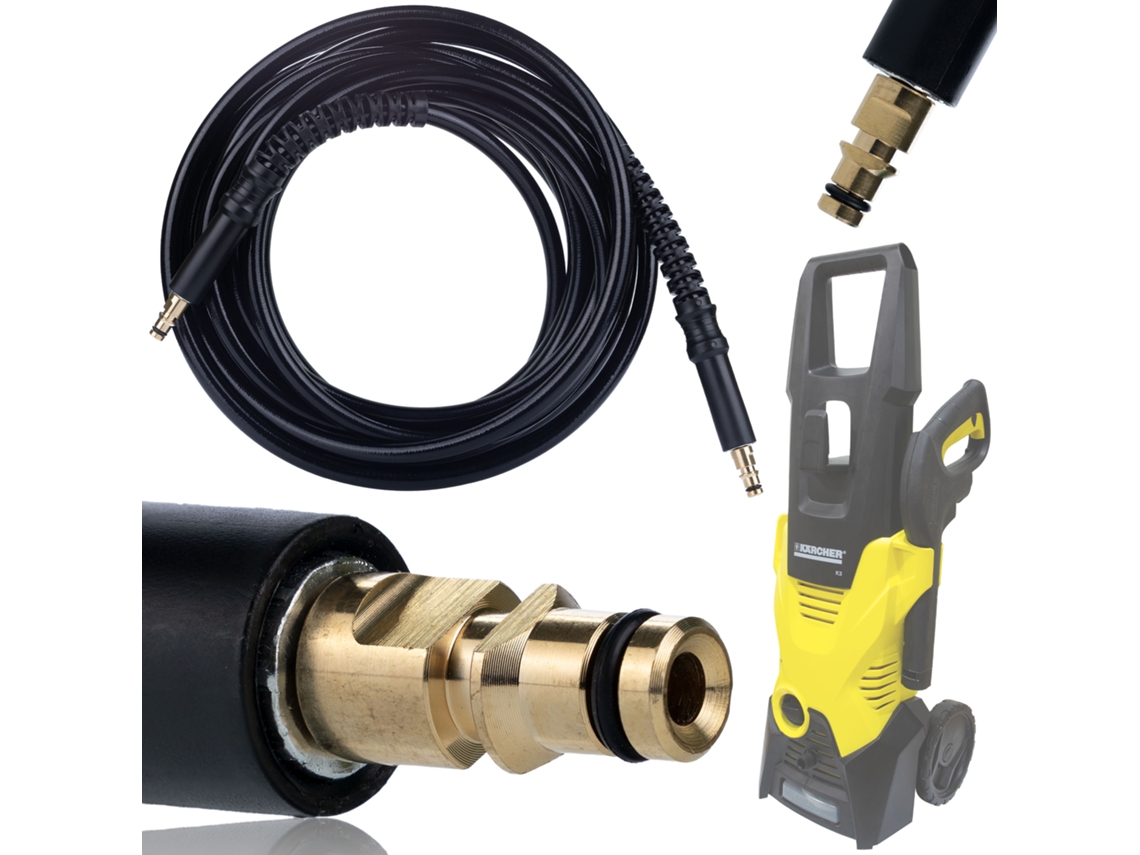 Manguera de alta presión de 15 m con sistema Click-click – Nylon resistente | 18 bar | Compatible con hidrolimpiadoras Kärcher K2-K7