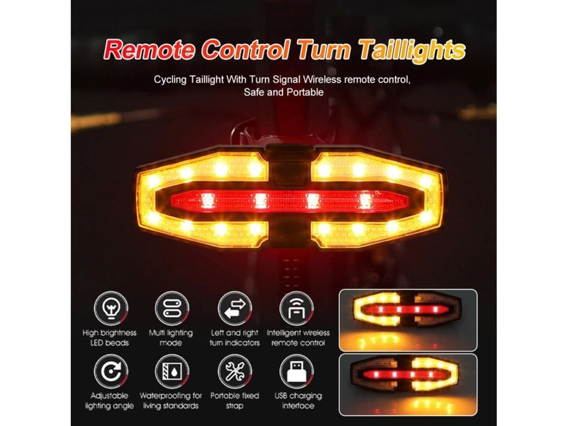 Señales de giro de luz trasera de bicicleta con luz indicadora inalámbrica Luz trasera de bicicleta señales de giro de Control remoto inalámbrico