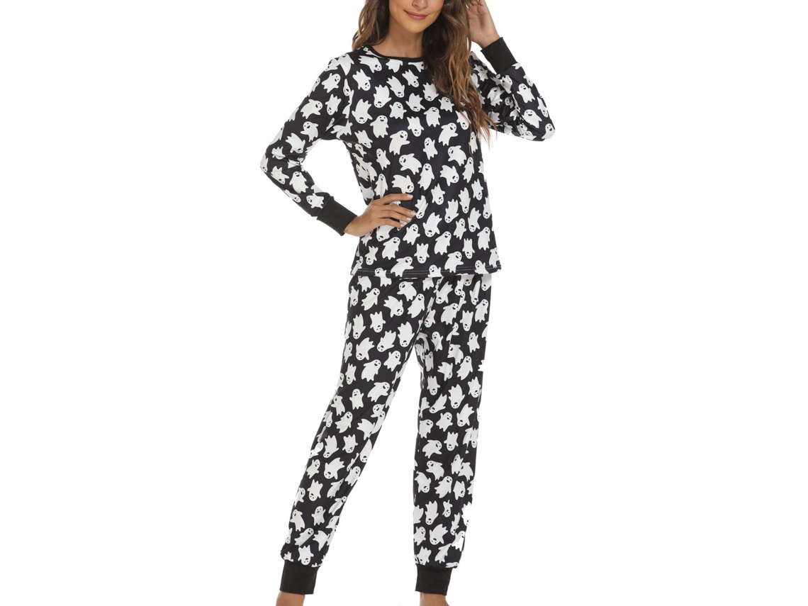 KKPM - Conjunto de pijama de manga ancha y cuello redondo, suave y transpirable para hombre y mujer, colorido, 8409 L