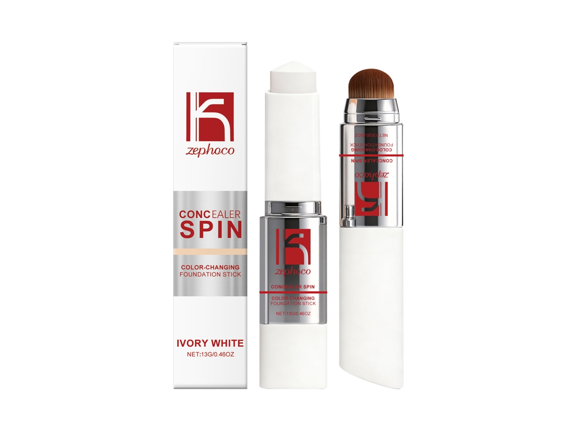 Brocha mágica para base de maquillaje que cambia de color, blanco marfil.