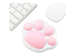 Reposamuñecas Adorable Para Ratón Con Estampado De Huellas De Gato, Cómodo Y Suave, Blanco.