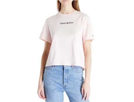 Camiseta TOMMY JEANS Algodón Mujer (S - Rosa)