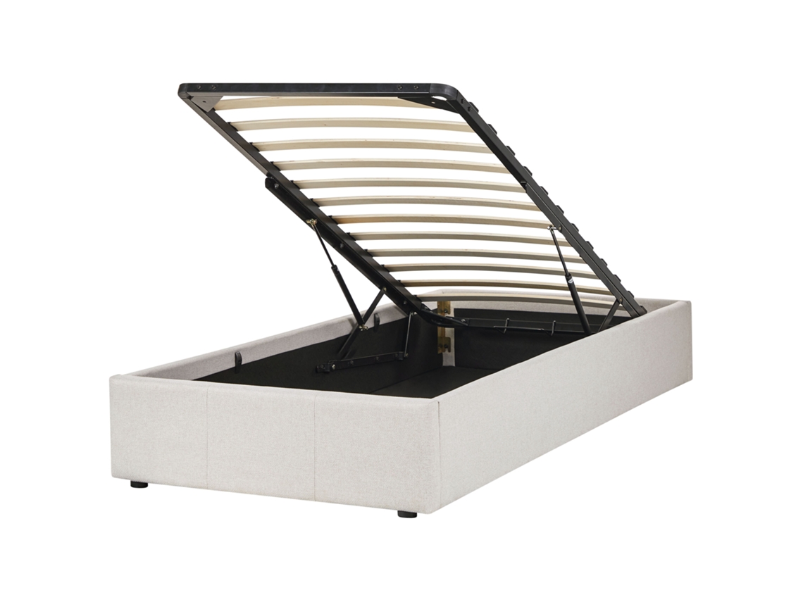 Cama con somier BELIANI Dinan de Poliéster Beige 97x214x31