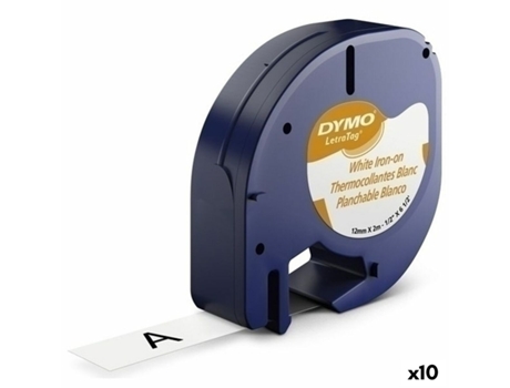 Cinta Laminada para Rotuladoras DYMO 18769 12 mm x 2 m Negro Blanco Textil (10 Unidades)