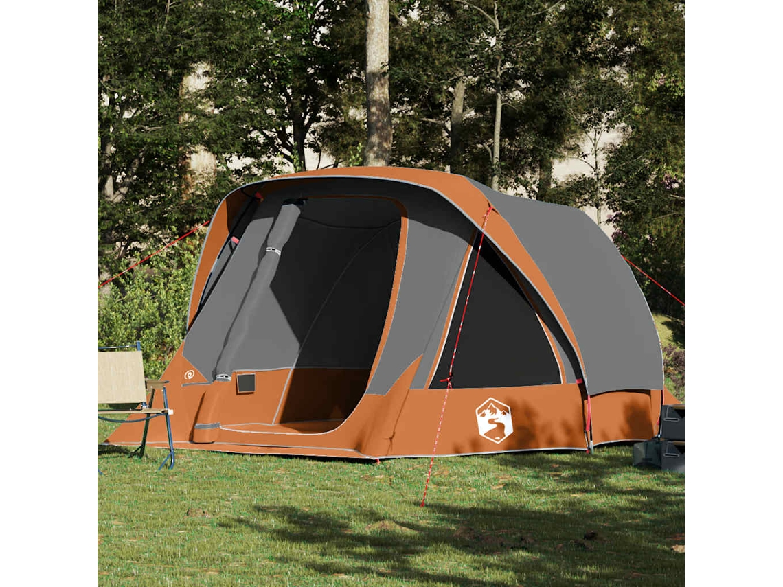 Tienda De Campaña Familiar 6 Personas Impermeable Gris Naranja