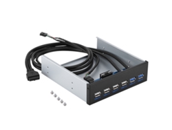 Hub USB con panel frontal metálico, 2 puertos USB 3.0 y 4 puertos USB 2.0 para carcasa de 5,25'' de 9 y 19 pines.