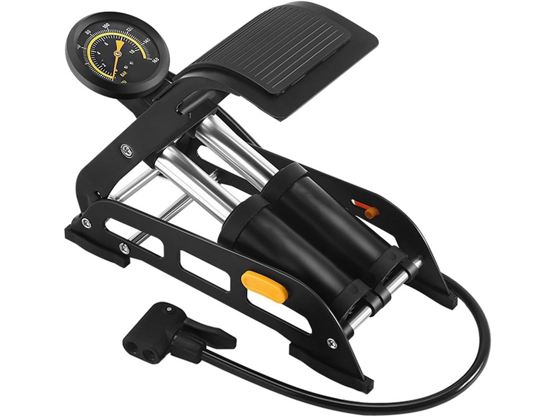 Bomba De Pie Harilla Para Bicicleta, Aire Doble Cilindro Con Manómetro, 160 Psi, Diseño Robusto Hierro,