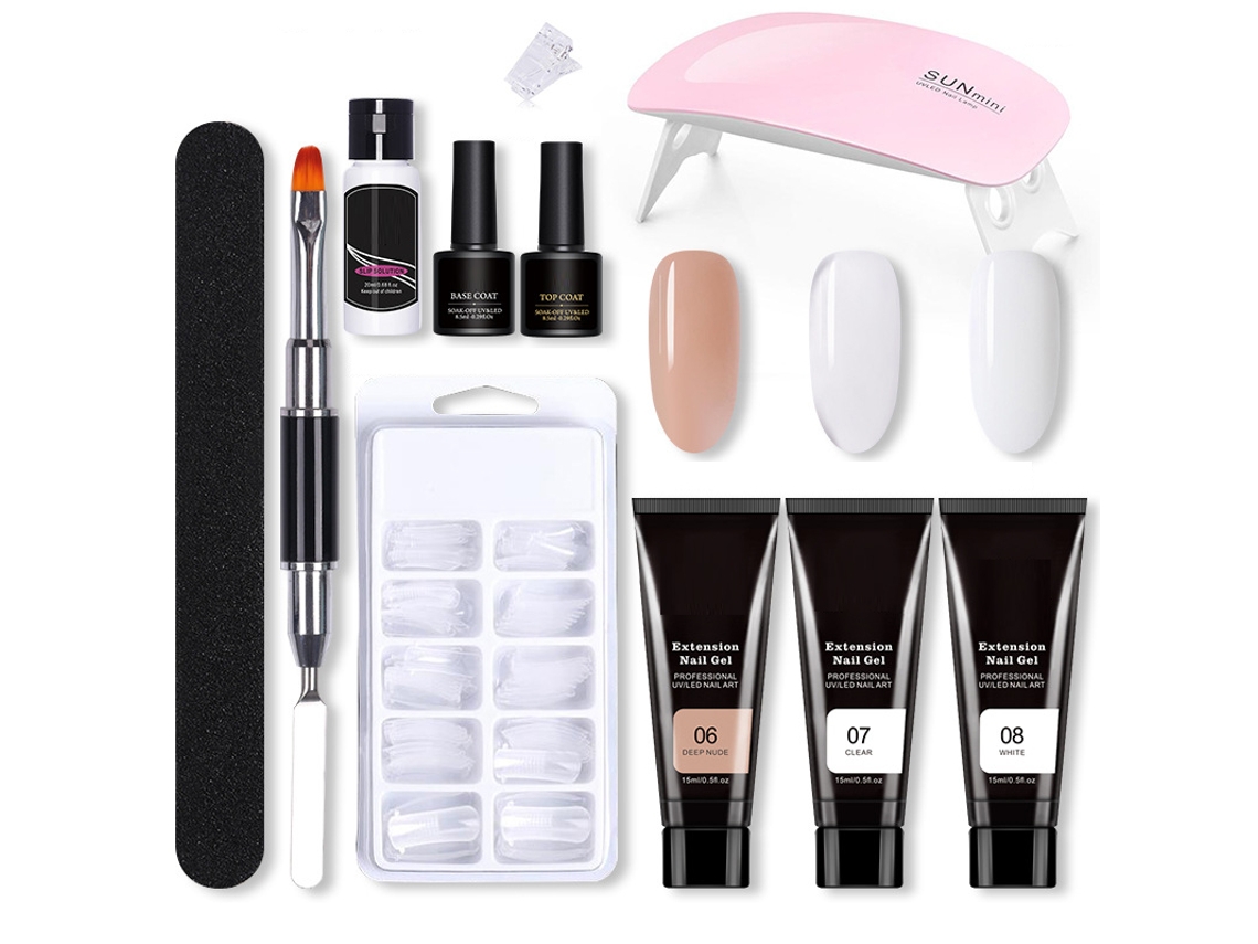 Omni-kit De Gel Para Uñas 11pcs Para Principiantes Con Lámpara Y Formas De Extensión Fácil De Usar