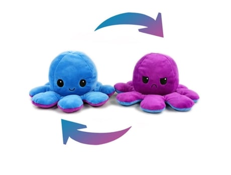 Muñeco de Pulpo Reversible de Doble Cara, Juguete de Felpa Con Tapa de Color de Vida Marina, Regalo de Navidad 04