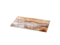 Espejo de sobremesa rectangular de cristal (125 x 50 cm - Madera natural con resina - Beige)