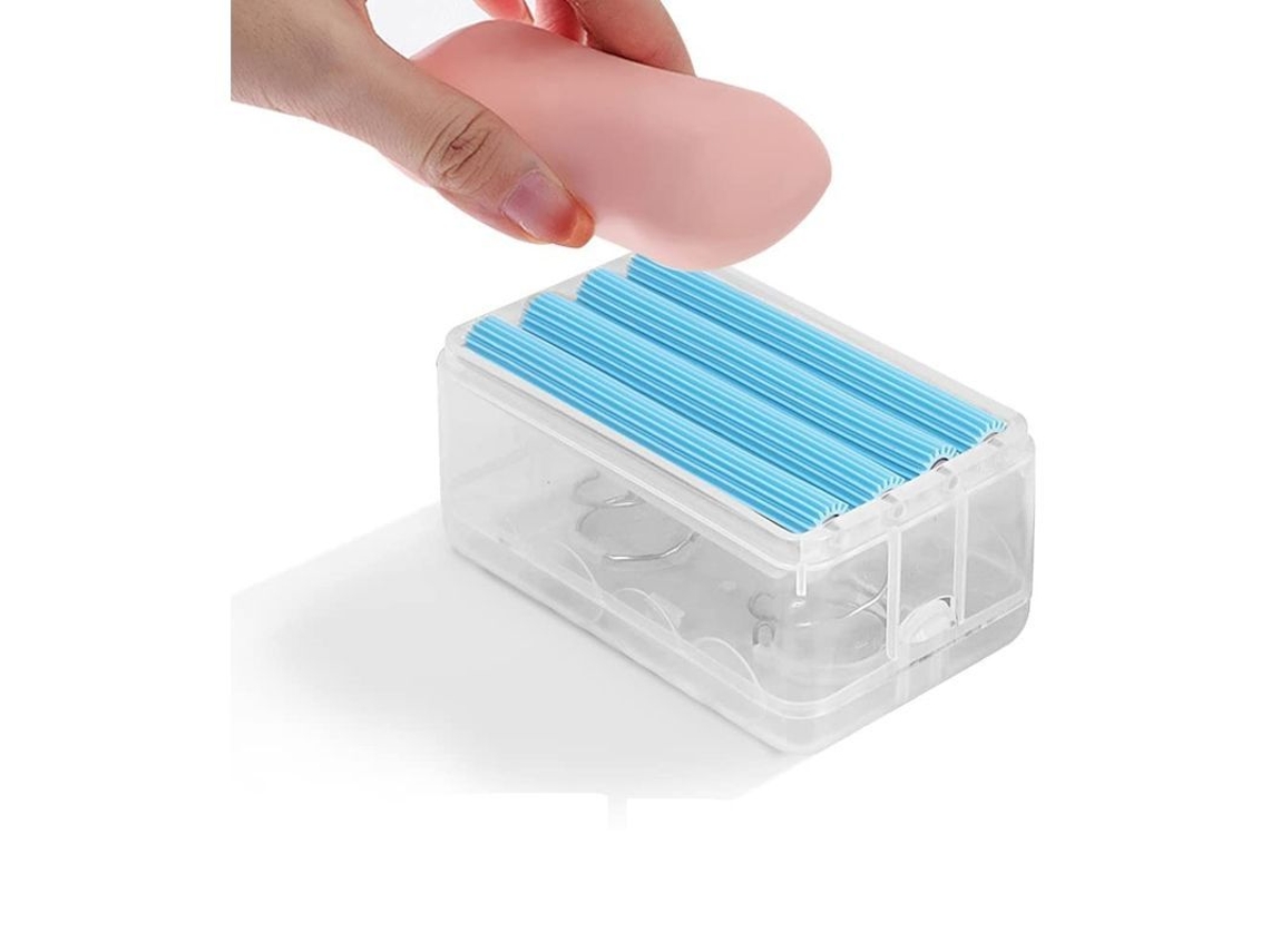 2026-plato De Jabón 2 En 1 Multifunción Ahorro Ambiental Anti-polvo Diseño Antideslizante (azul)
