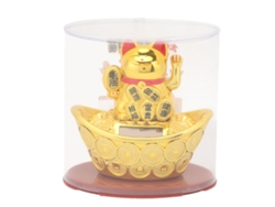 Lingote Solar Lucky Cat De Plástico, Encantador Y Decorativo, Para La Bendición De La Riqueza Mly23029-4 Oro