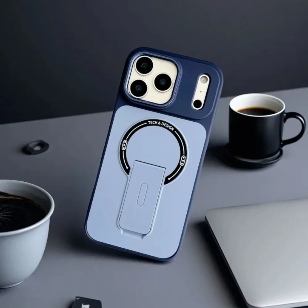 (azul, Iphone 16 Pro Max) Funda Protectora Blindada De Alta Resistencia Con Soporte Plegable Y Compatible Con La Carga Inalámbrica Magsafe.