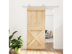 Puerta corrediza | Puerta corredera con herrajes 90x210 cm madera maciza de pino Wsd796029 Lovely Home