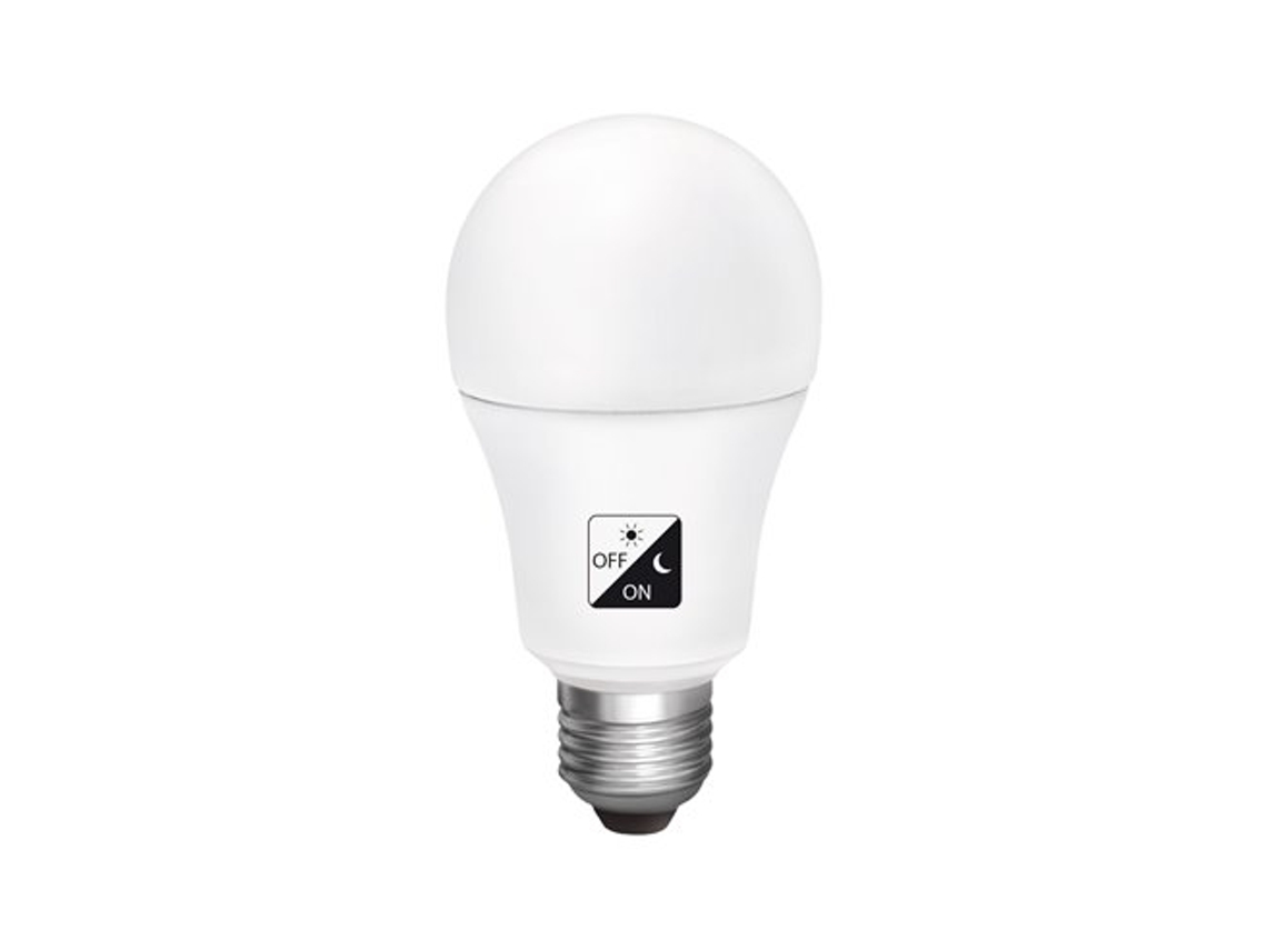 Bombilla LED E27 estándar con sensor crepuscular de 10 W, color neutro