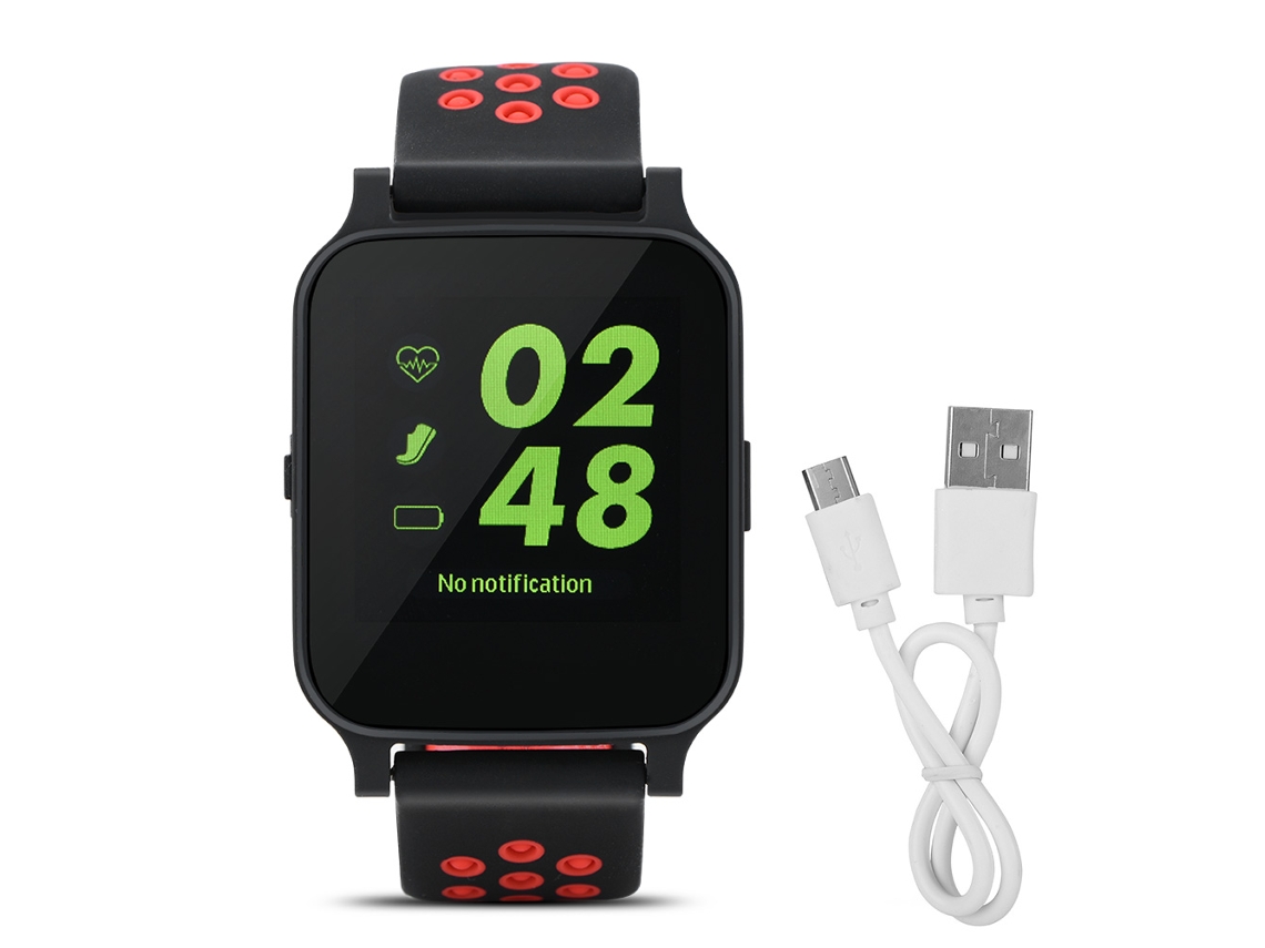 Mi reloj Y60 rojo con monitor de sueño, monitor de frecuencia cardíaca y Bluetooth EOOCOO