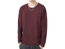Camiseta Hombre Manga Larga Cuello O Tela Poliéster Primavera Invierno Rojo Vino Talla 2xl 2xl Rojo Vino