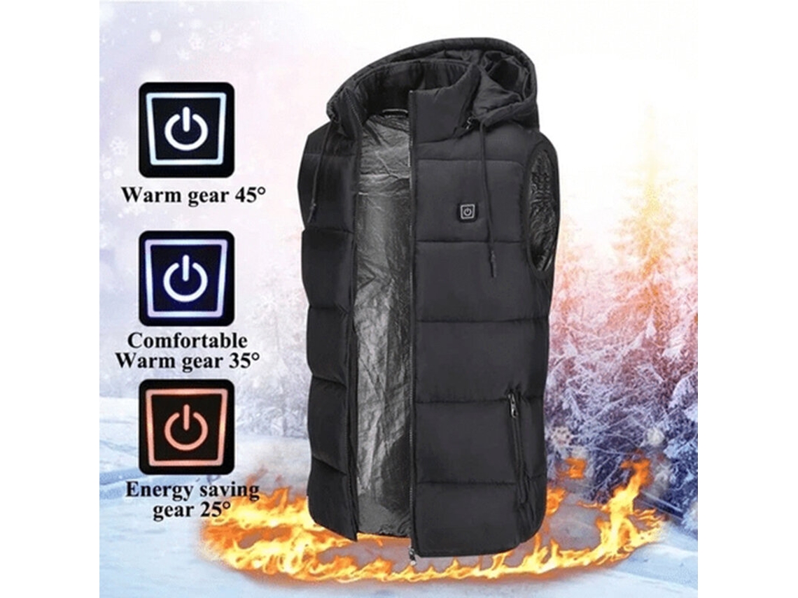 Tengoo Hv-02 Colete Térmico Unissex 2 Zonas Aquecimento 3 Níveis Intensidade Alimentado Usb Inverno Atividades Ar Livre