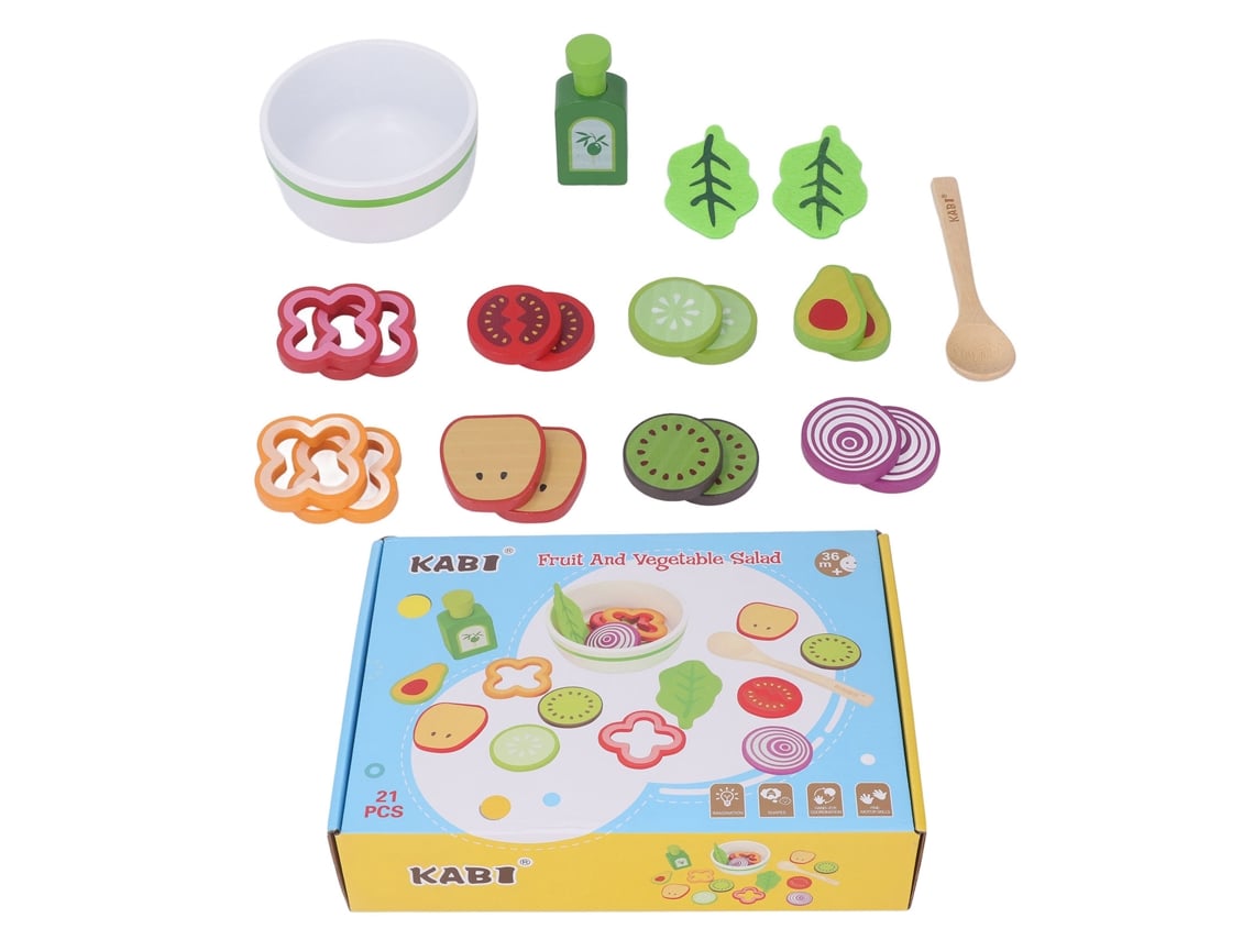 Brinquedo Educativo De Salada De Frutas E Legumes De Madeira Para Crianças