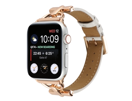 Correa para Smartwatch Cocodile con hebilla en D de cuero genuino para Apple Watch Ultra 49 mm y Watch Ultra 2 49 mm / Series 9, 8 y 7 45 mm / SE 3...