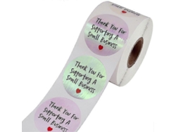 Rollo de 3 hojas de 500 pegatinas navideñas, con diseño de arcoíris y la palabra "gracias" grabada con láser...