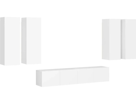 Conjunto 6 de mueble para TV de VIDAXL aglomerado blanco