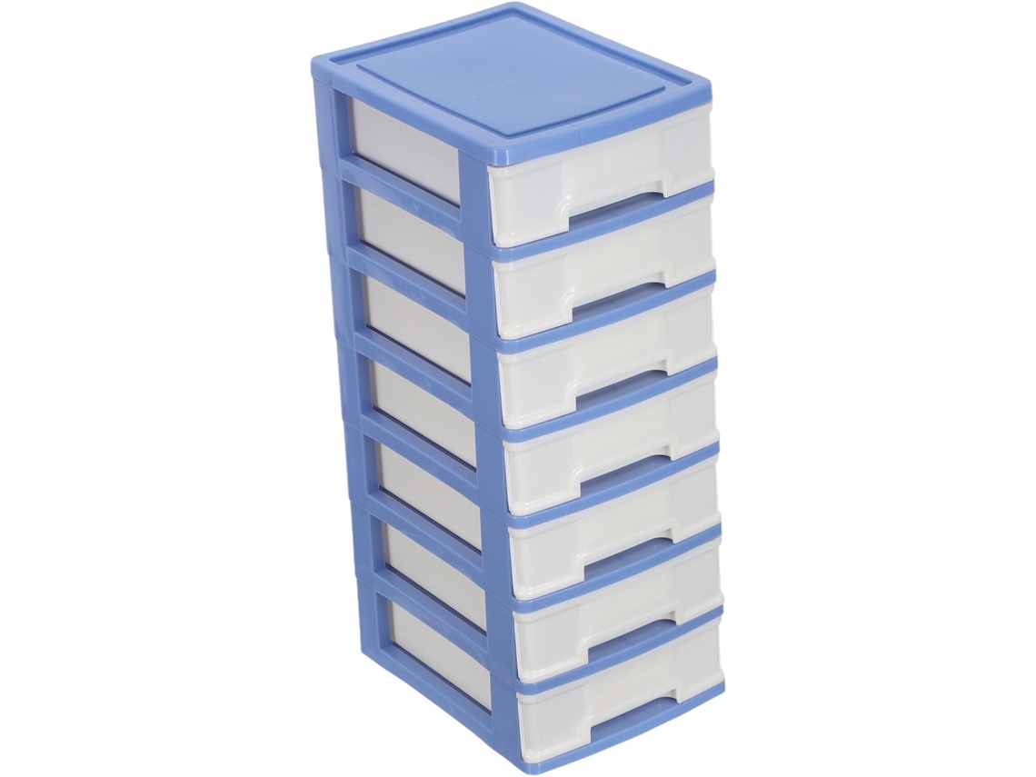 Mueble De Almacenamiento De Oficina De Plástico Azul Con 7 Cajones.