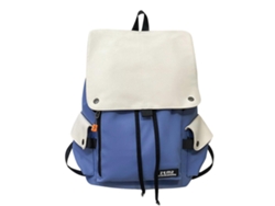 Mochila escolar para portátil, mochila grande con múltiples bolsillos, mochila informal para niñas y niños, azul y blanca.