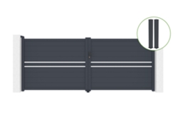 Puerta abatible 4m CIMONE H.160cm aluminio gris 2 postes 20x20cm H.190cm CASANOOV