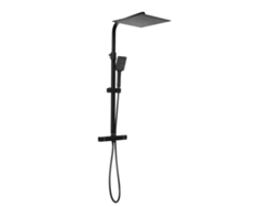 Juego de ducha termostático con cabezal de ducha de lluvia cuadrado y ducha de mano, color negro OEM