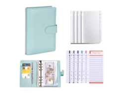 Libreta A6 en piel sintética azul con bolsillo con cremallera para dinero y documentos MDUG