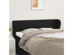 Cabecero De Cuero Sintético Negro 147x23x78/88 Cm