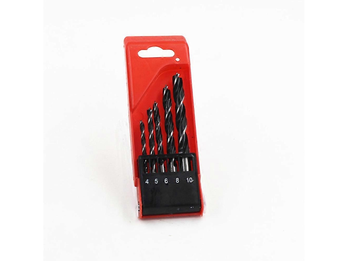 Juego de 5 brocas con 3 puntas afiladas, de 4 a 10 mm, vástago recto.