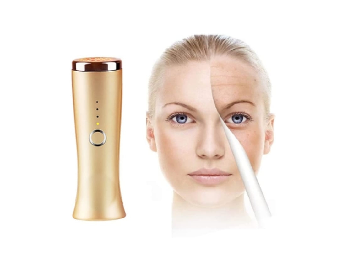 Masajeador facial con terapia de luz roja para rostro, dispositivo antienvejecimiento y reafirmante para arrugas en rostro y cuello, Gold Chennnls